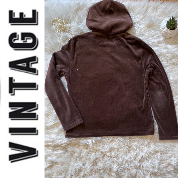 🔥Rare🔥 Y2K Vintage Brown Velour Embellished Track Suit, XL, Made in 🇺🇸 - Picture 11 of 16